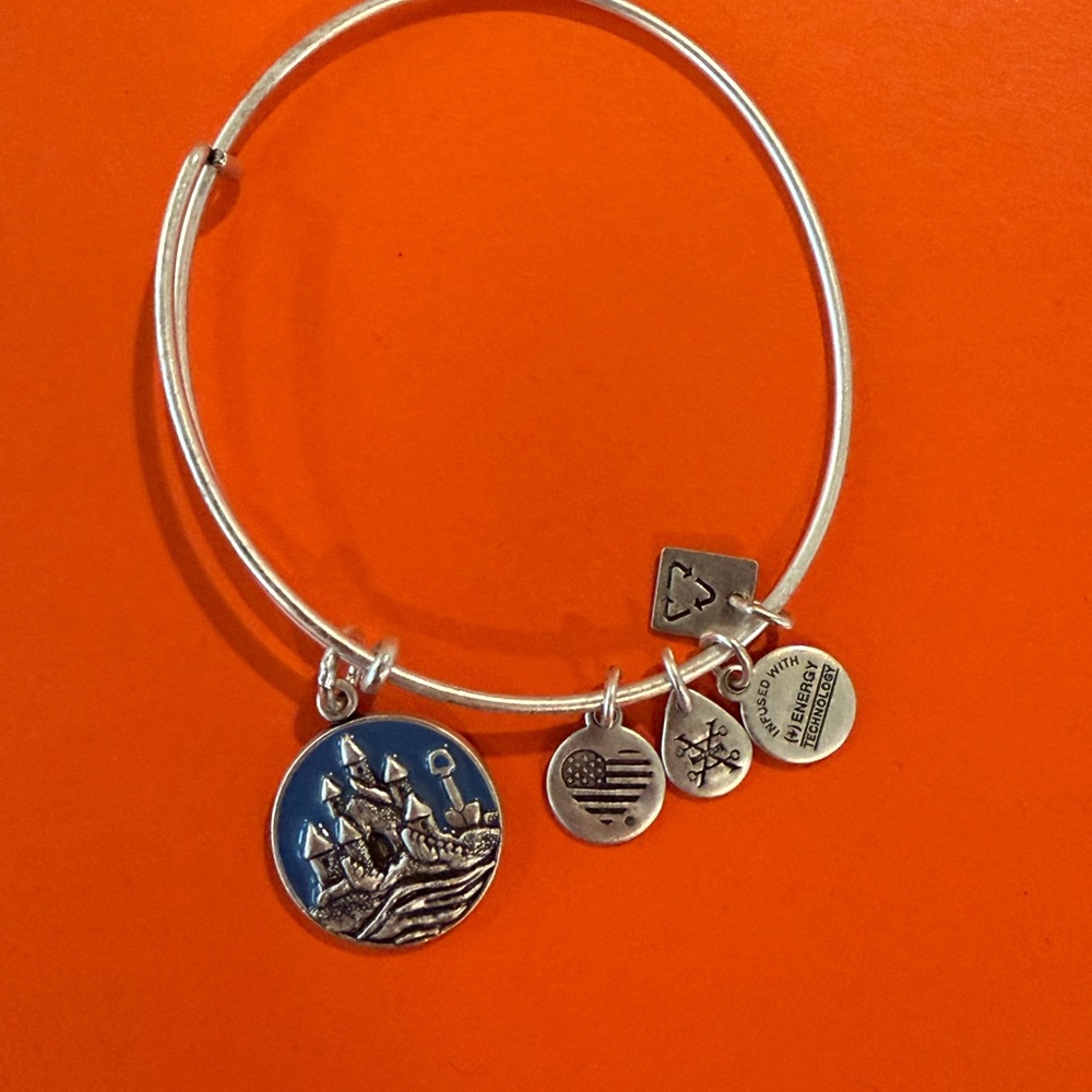 Alex and Ani Sand Castle Silver Charm Bracelet
